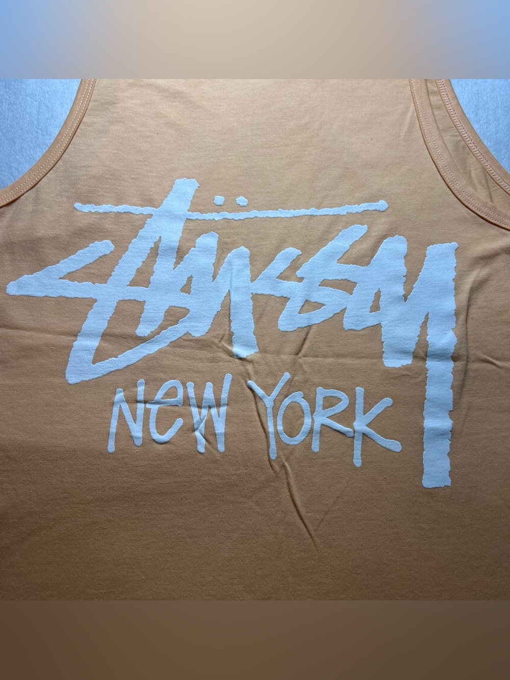 Stussy peach Tank with White Logo Print
